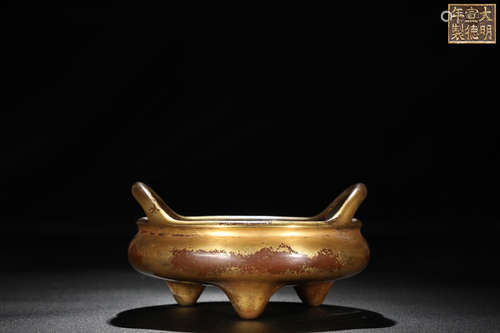 GILT BRONZE TRIPOD CENSER