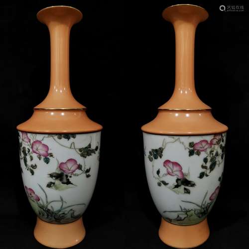 FAMILLE ROSE FLOWERS VASE