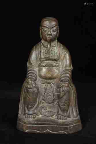 A CHINESE BRONZE TAOIST GOD XUANWU STATUE IN THE 16TH CENTURY