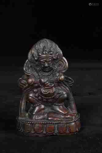 A CHINESE BRONZE MAHAKALA STATUE IN THE 16TH CENTURY