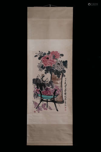 QI BAISHI: INK AND COLOR ON PAPER PAINTING 'FLOWERS AND FRUITS'