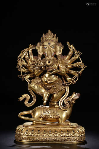 GILT BRONZE CAST 'GANESHA' STANDING FIGURE