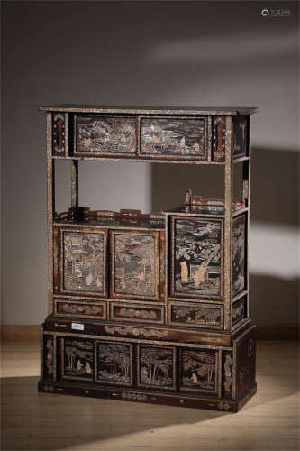 A Chinese Carved Hardwood Tea Booth