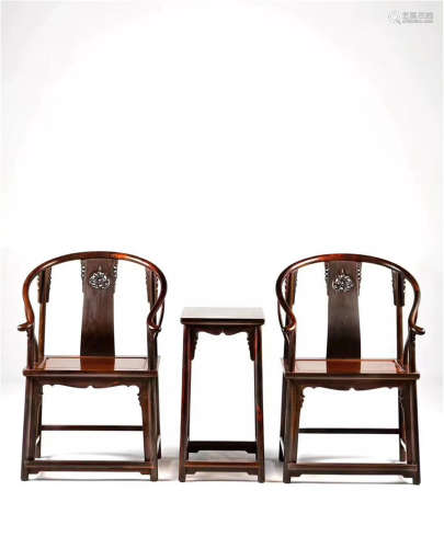 A Set of Chinese Carved Hardwood Chairs and A Table