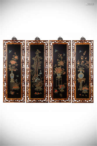 A Set of Chinese Carved Bamboo Hanging Screens