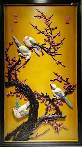 ZITAN WOOD&LACQUER MAGPIE SCREEN