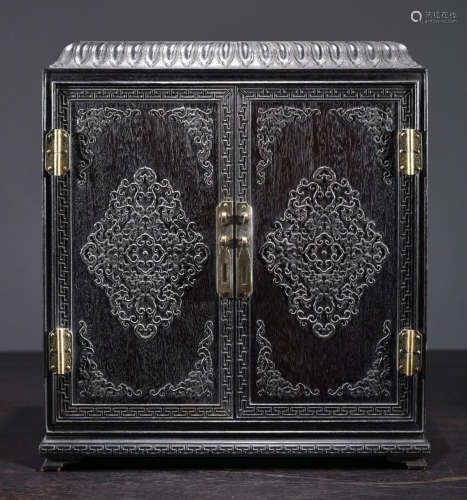 ZITAN WOOD CABINET CARVED WITH BEAST PATTERN