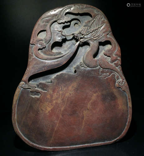 INK SLAB CARVED WITH DRAGON&POETRY