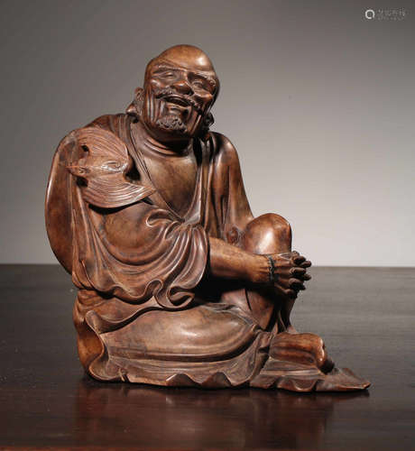 WOOD CARVED BUDDHA STATUE