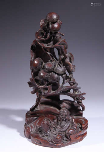 BAMBOO ORNAMENT CARVED WITH FIGURE&TREE