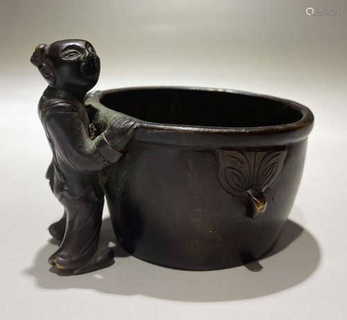 COPPER CAST CHILD PATTERN CENSER