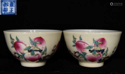 YONGZHENGNIANZHI MARK FAMILLE ROSE GLAZE BOWL PAIR