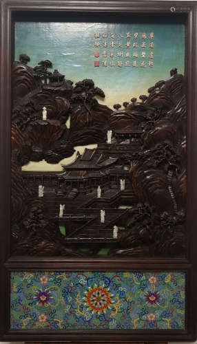 ZITAN WOOD CARVED HOLLOW SCREEN