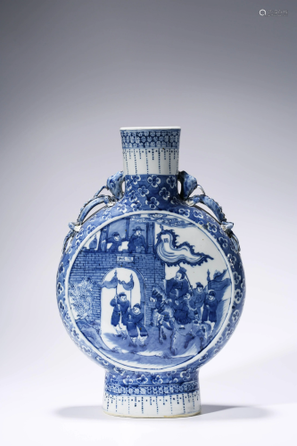 A Fine Well Painted Blue and White Flask, Guangxu