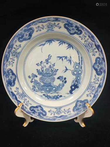 A Blue and White Dish, Kangxi Period Qing Dynasty