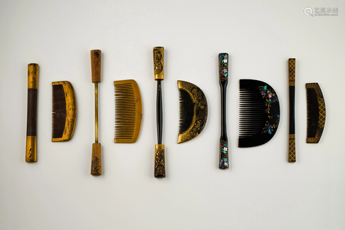 A Group of 10 Japnese Hair Combs