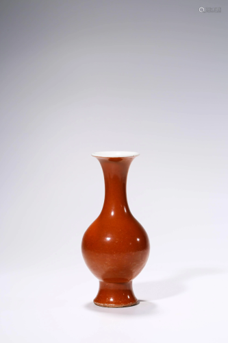 A Coral Glazed Vase, Yongzheng Period, Qing Dynasty