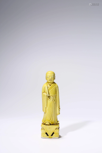 A yellow glazed Official Status, Qing Dynasty