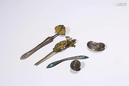 A Group of Metal Ornaments, Late Qing Dynasty