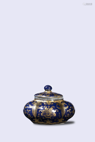 A Gilt Blue Glazed Lobed Waterpot, Qianlong Period,