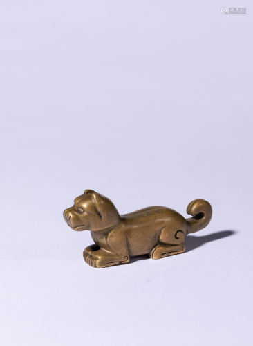 A Bronze Silver inlaid Tiger Tally