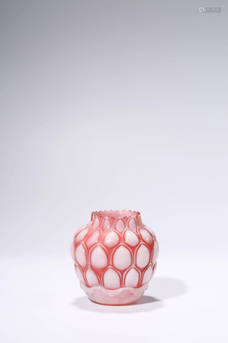 A Rare Pink Peking Glass Water Pot, Qianlong Mark, Qing
