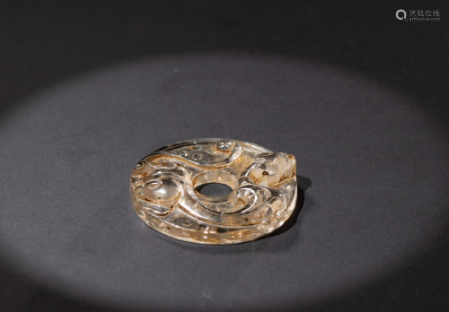 A Carved Crystal Chilong Bi Disk