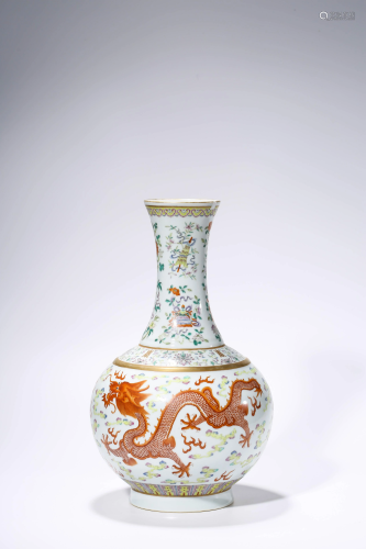 A Famille Rose Dragon and Phenix Vase, Guangxu Mark
