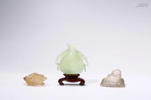 A Group of Three Jade Carvings, Qing Dynasty