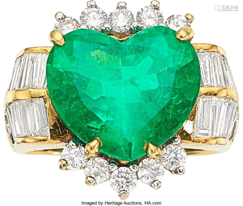 11016: Emerald, Diamond, Gold Ring The ring features a