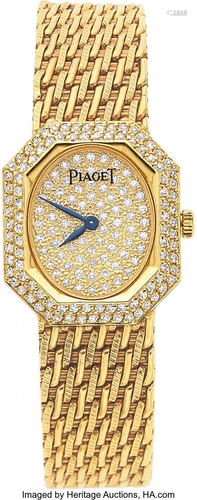 11020: Piaget Lady's Diamond, Gold Watch Case: 23.00 x