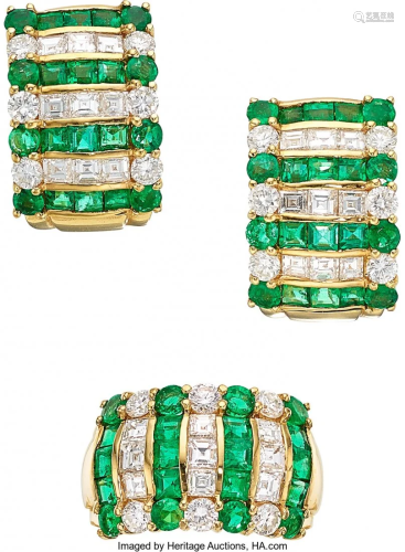 11012: Emerald, Diamonds, Gold Jewelry Suite, Mayors T