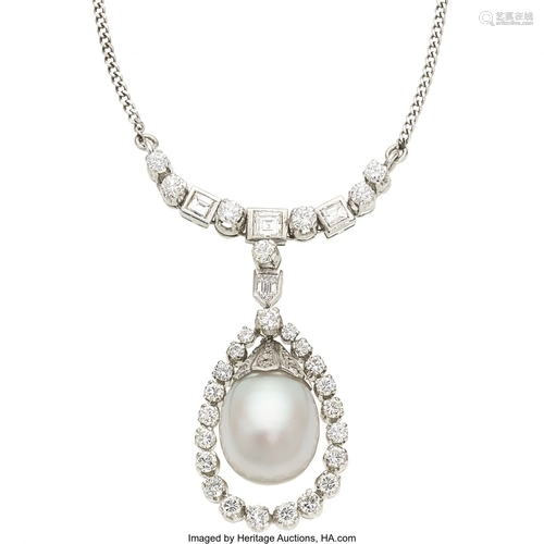 11025: South Sea Cultured Pearl, Diamond, White Gold Ne