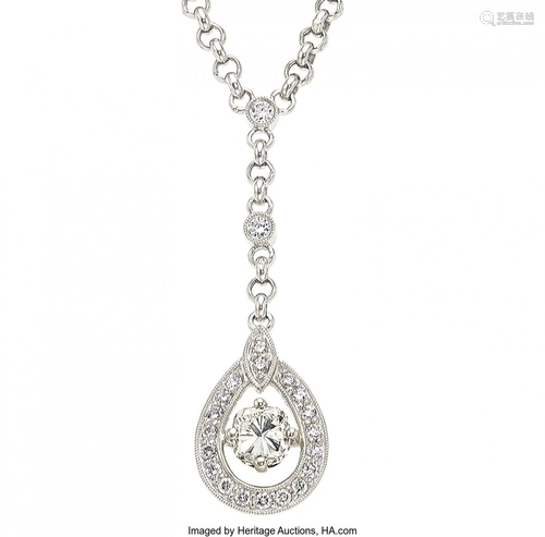 11090: Diamond, White Gold Necklace The necklace featu