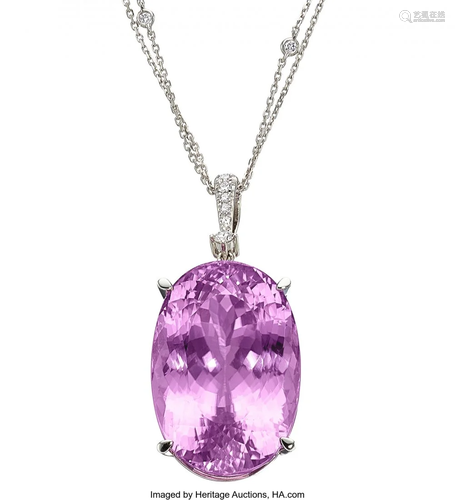 11059: Kunzite, Pink Sapphire, Diamond, White Gold Pend