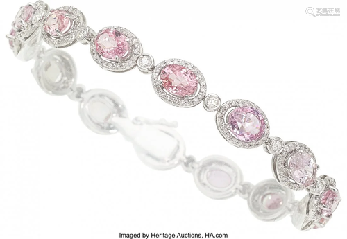 11078: Pink Sapphire, Diamond, White Gold Bracelet The