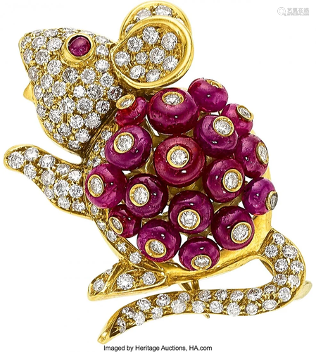 11118: Diamond, Ruby, Gold Brooch, Giovane The mouse b