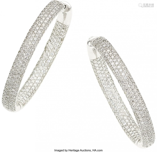 11111: Diamond, White Gold Earrings The hoop earrings