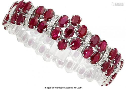 11105: Ruby, Diamond, White Gold Bracelet The bracelet