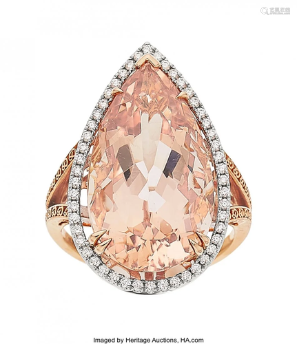 11130: Morganite, Diamond, Rose Gold Ring The ring fe