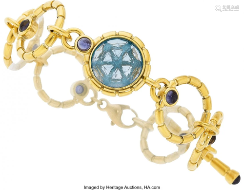 11098: Topaz, Iolite, Gold Bracelet, Miseno The bracel