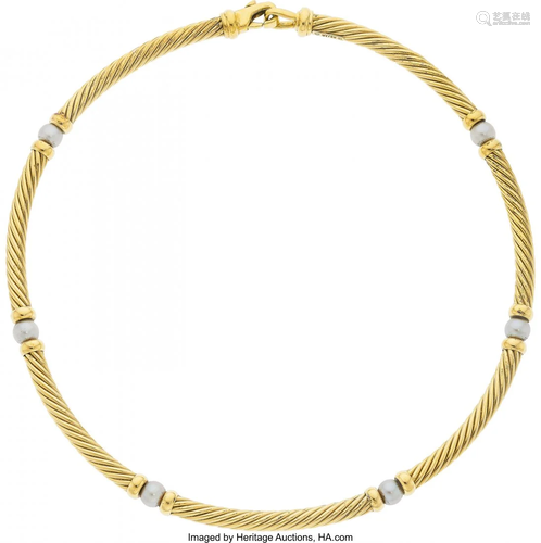 11124: Cultured Pearl, Gold Necklace, David Yurman The