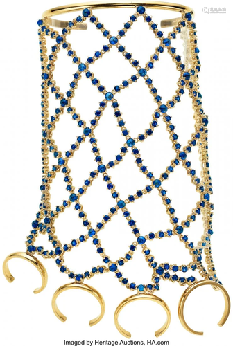 11102: Sapphire, Gold Bracelet, Reign The hand-chain f