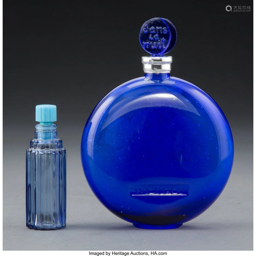 27200: Two Lalique Glass Perfume Bottles for Worth, cir