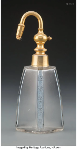 27195: R. Lalique Clear Glass Fleurettes Perfume Atomiz