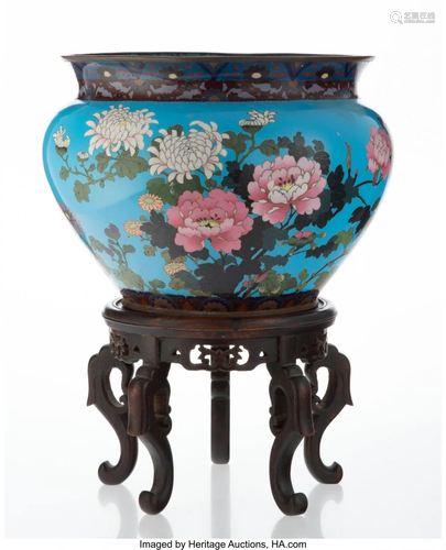 27022: A Chinese Cloisonné Fishbowl on Stand 17-