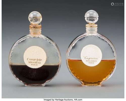 27196: Two Lalique Glass Perfume Bottles for Nina Ricci