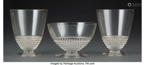 27198: Three-Piece R. Lalique Clear Glass Nippon Partia