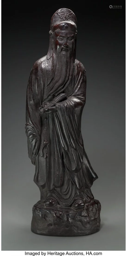 27041: A Bronzed Ceramic Figure of a Chinese Sage, late