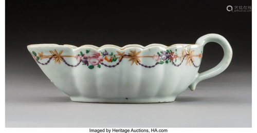 27047: A Chinese Export Porcelain Armorial Sauce Boat,